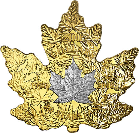 RCM-New-Release-2018-1-Oz-Pure-Gold-Platinum-Plated-Coin-30th-Anniversary-Of-The-Platinum-Maple-Leaf